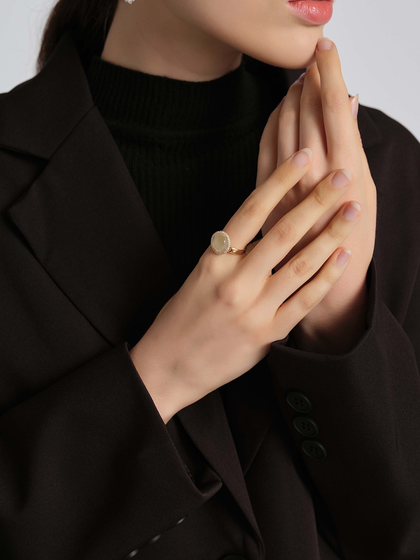 Free Sample My Fair Lady Moonstone Cocktail Ring - 2022 Trendy Zircon Open Ring 18k Gold Plated Fashion Ring