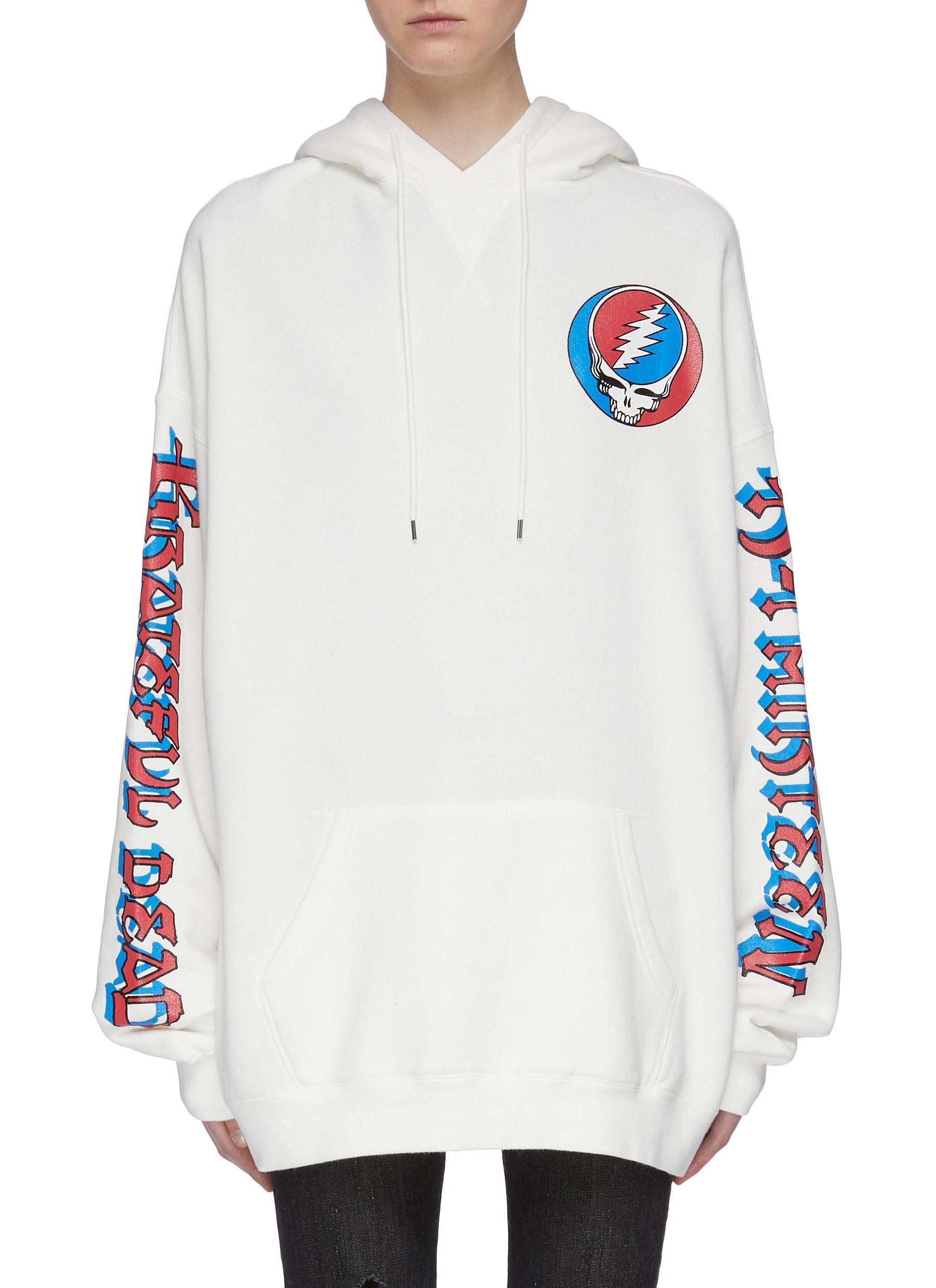 'grateful dead' slogan print oversized hoodie - r13 - white