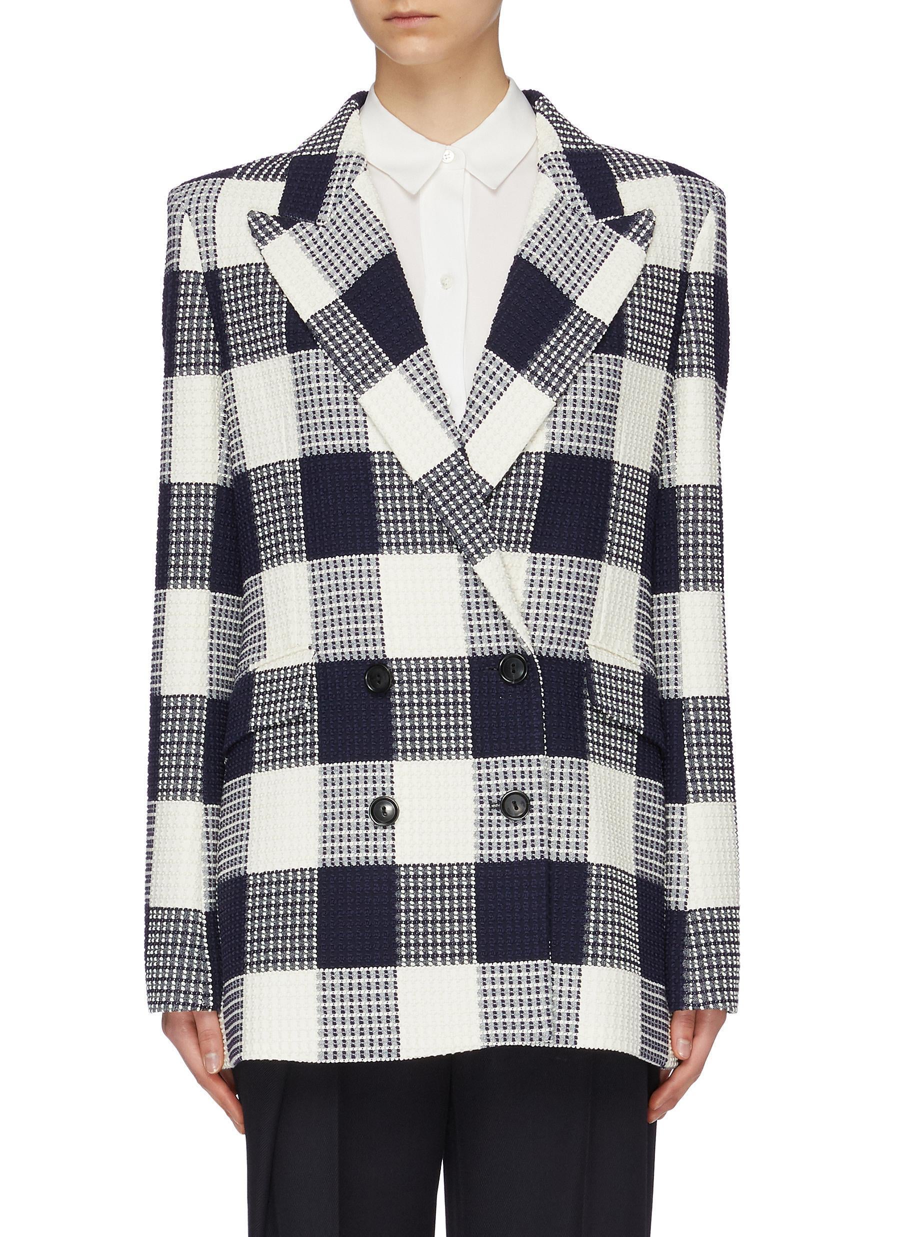 'harleston' check plaid bouclé blazer - roland mouret - multi-colour