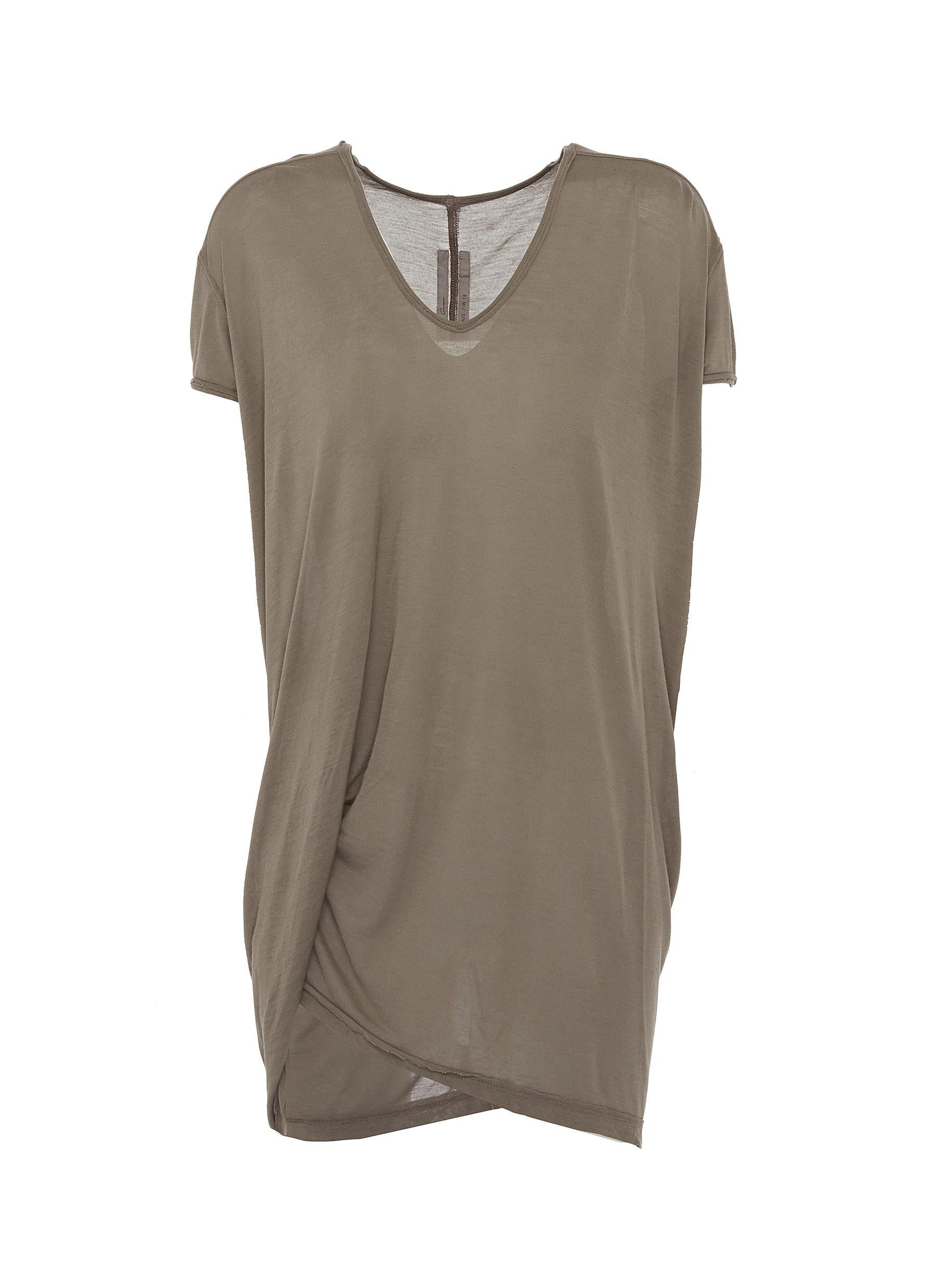 'hiked' asymmetric drape hem long t-shirt - rick owens - grey