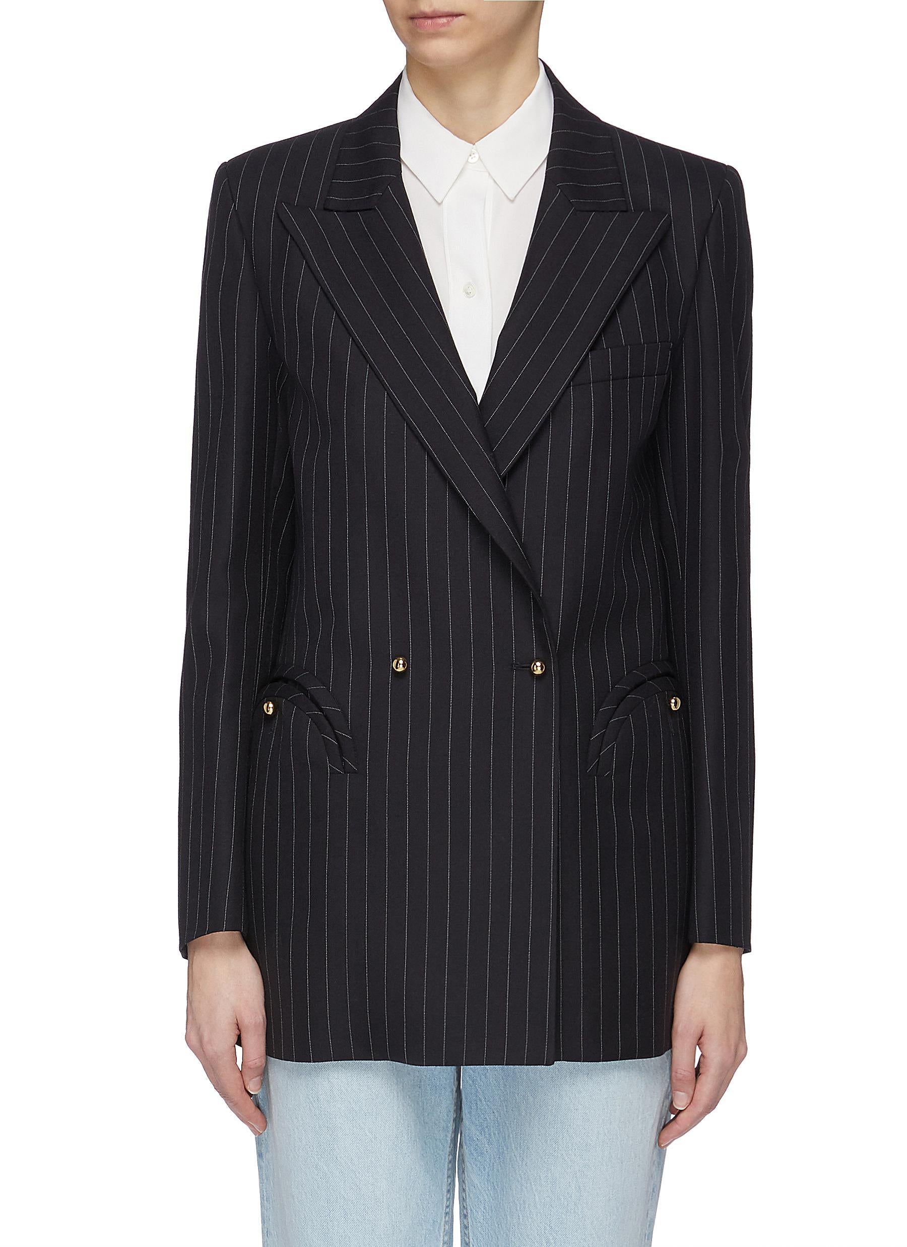 'j-class' pinstripe double breasted wool everyday blazer - blazé milano - multi-colour