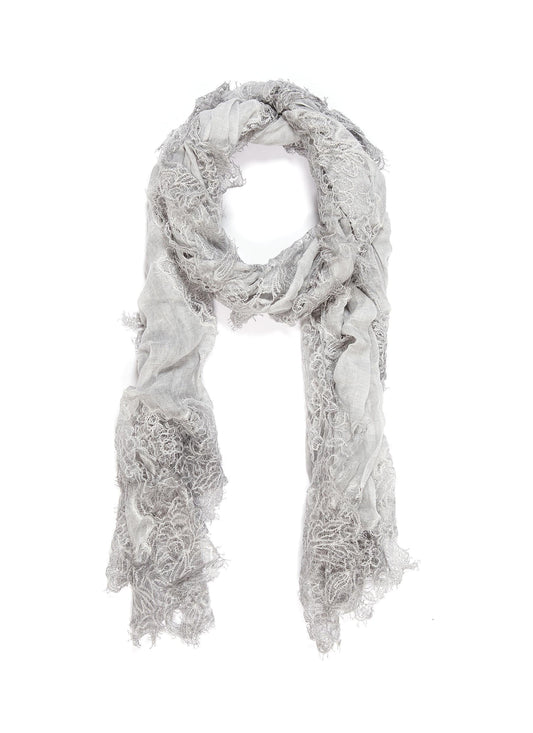 'Jolie' Chantilly lace border gauze scarf - Faliero Sarti - Grey