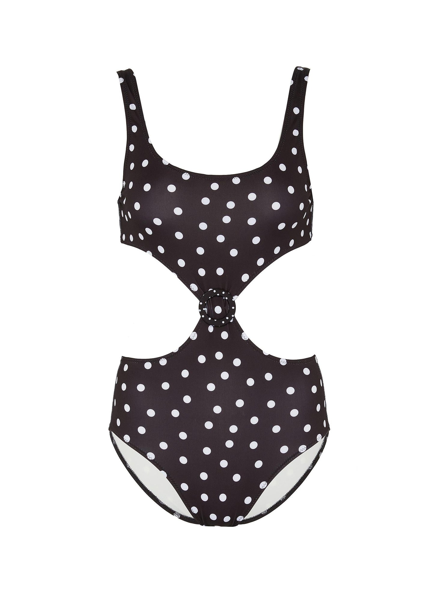 'The Bailey' cutout waist polka dot print one-piece swimsuit